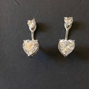 Pagoda Drop earring 925 CZ SM/LG Heart Telephone Ears